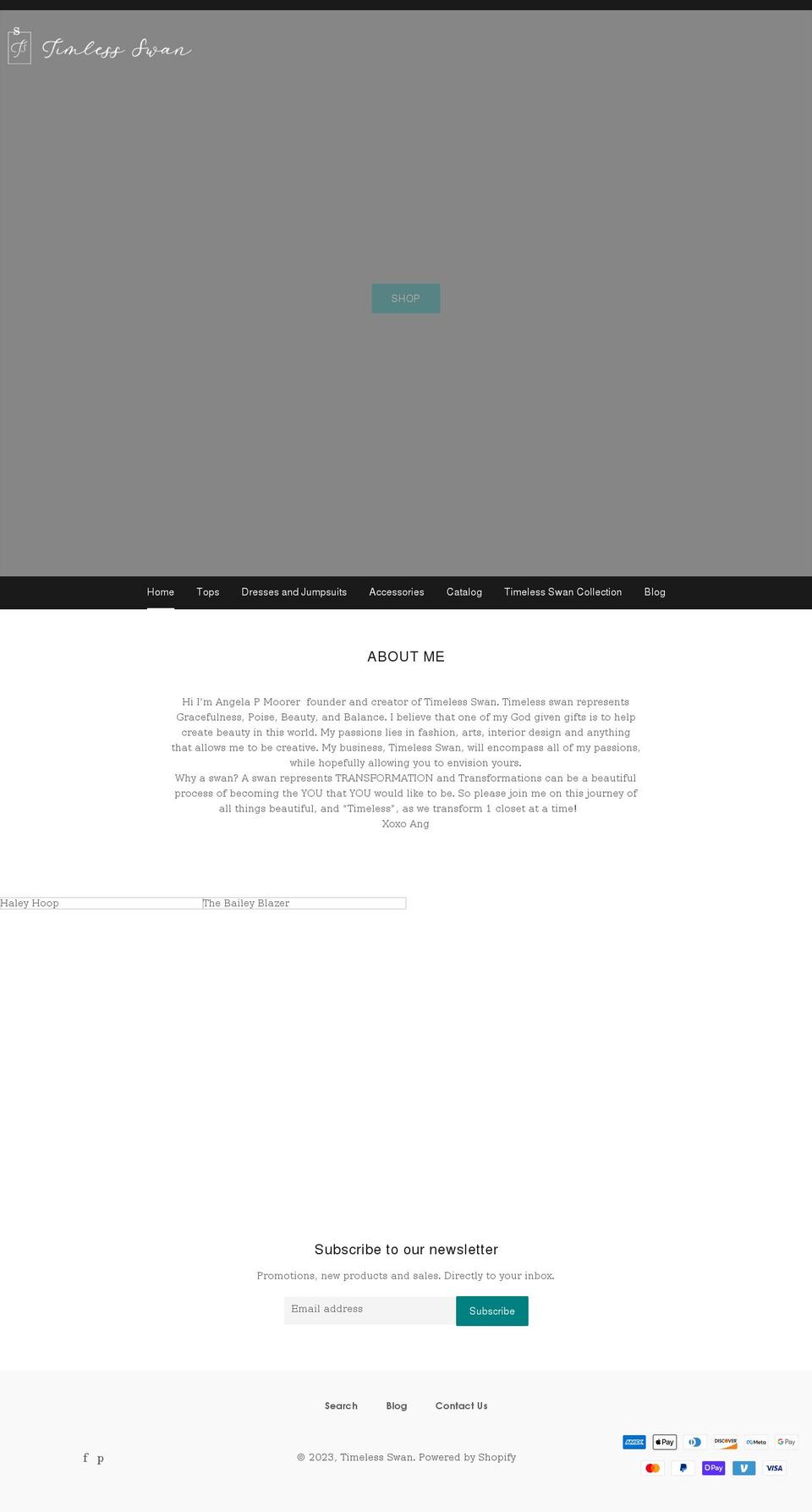 timelessswan.com shopify website screenshot