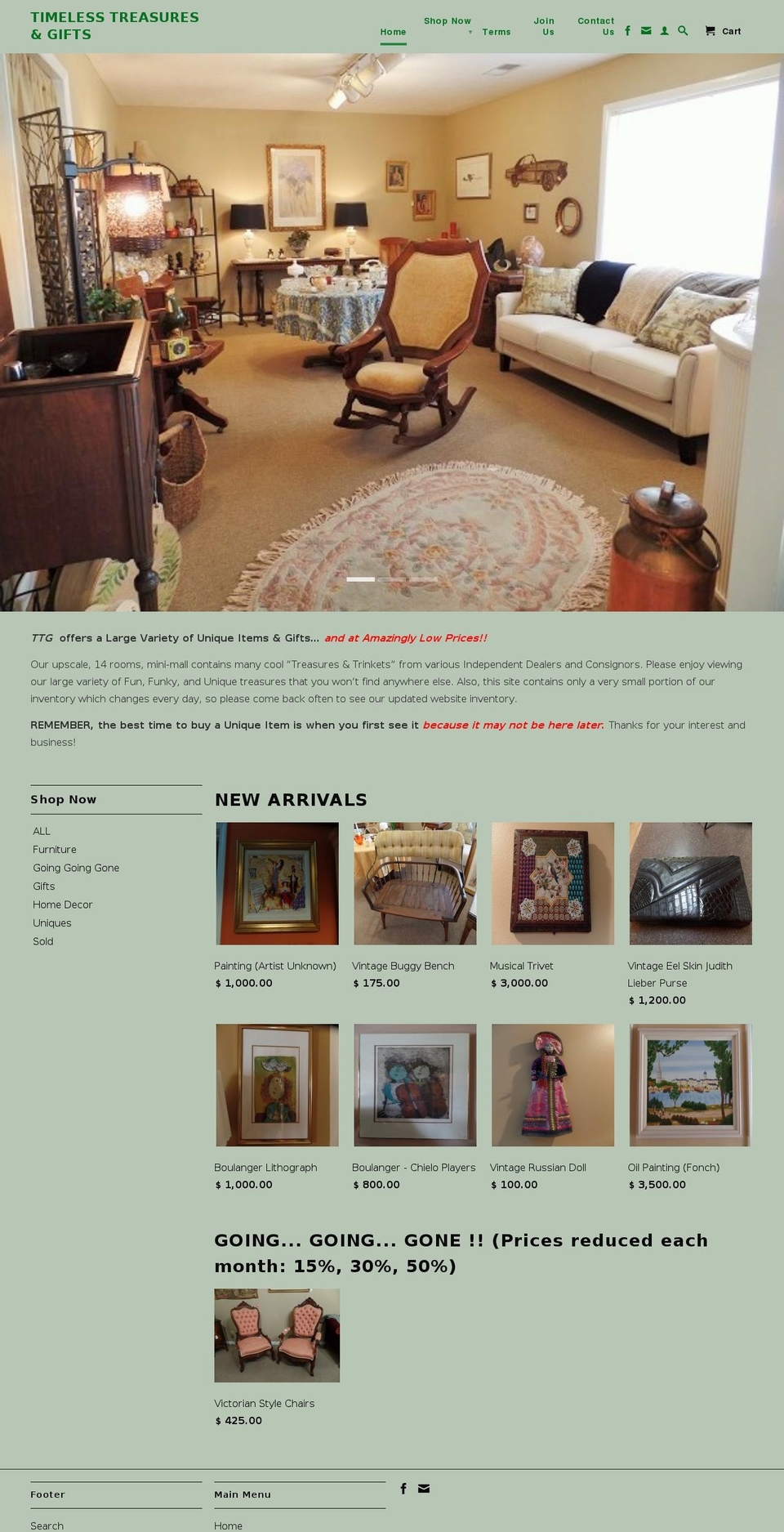 timelesstreasuresngifts-tn.com shopify website screenshot