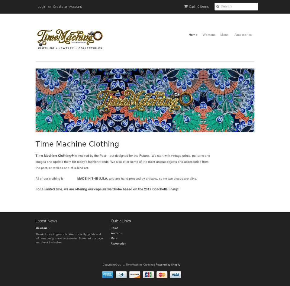 timemachineclothing.com shopify website screenshot