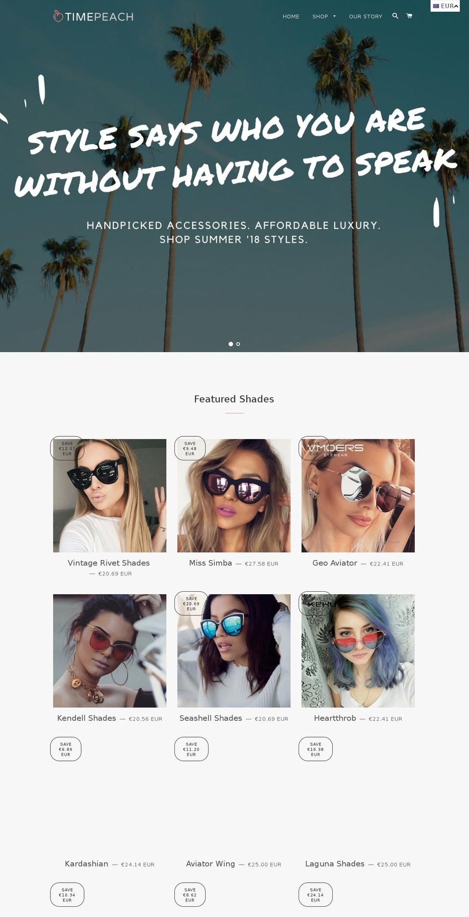 timepeach.com — Shopify storefront screenshot