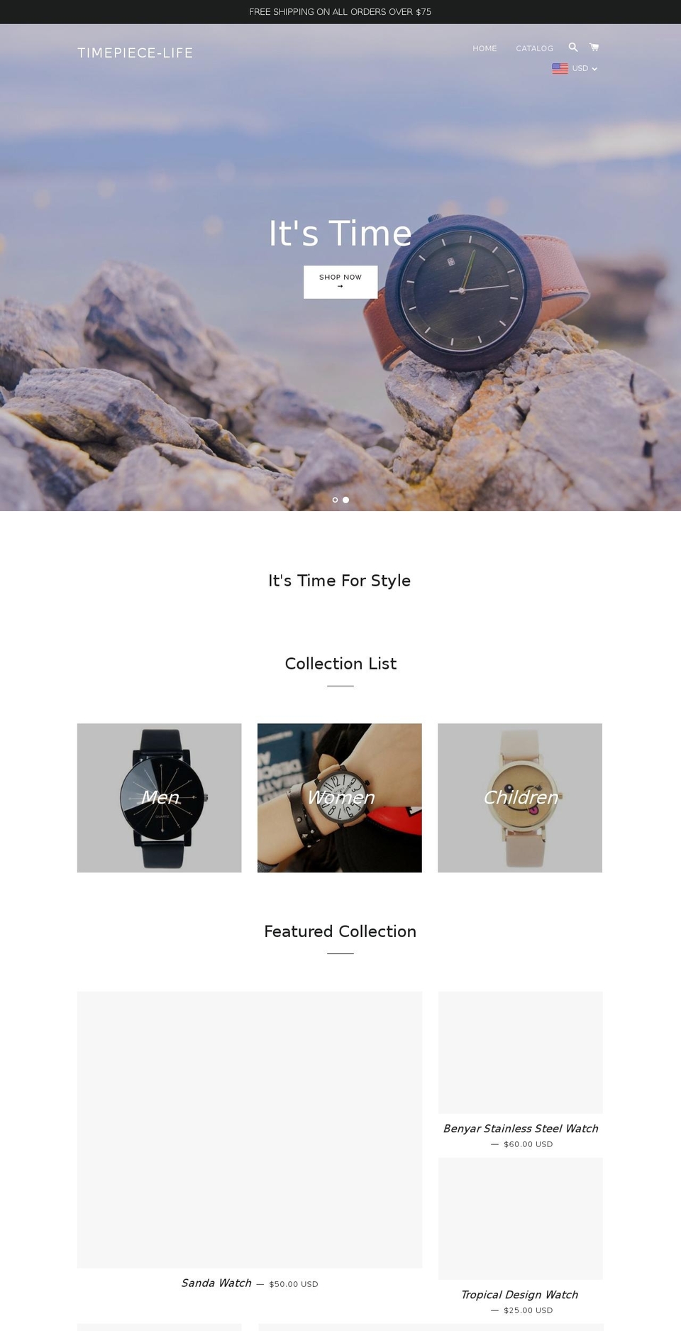 timepiece-life.myshopify.com shopify website screenshot