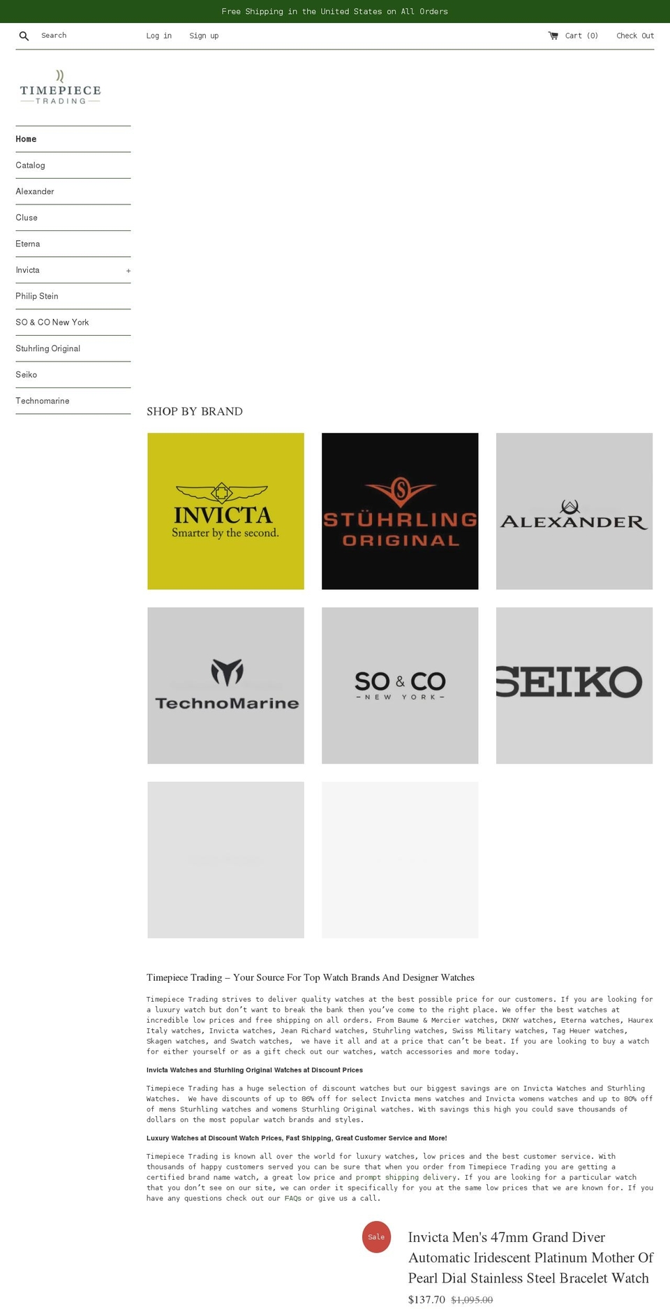 timepiecetrading.com shopify website screenshot