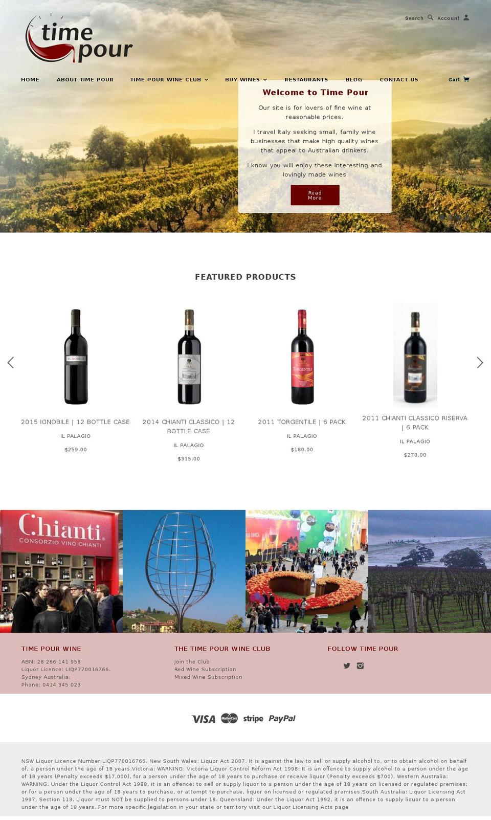 timepour.com.au shopify website screenshot