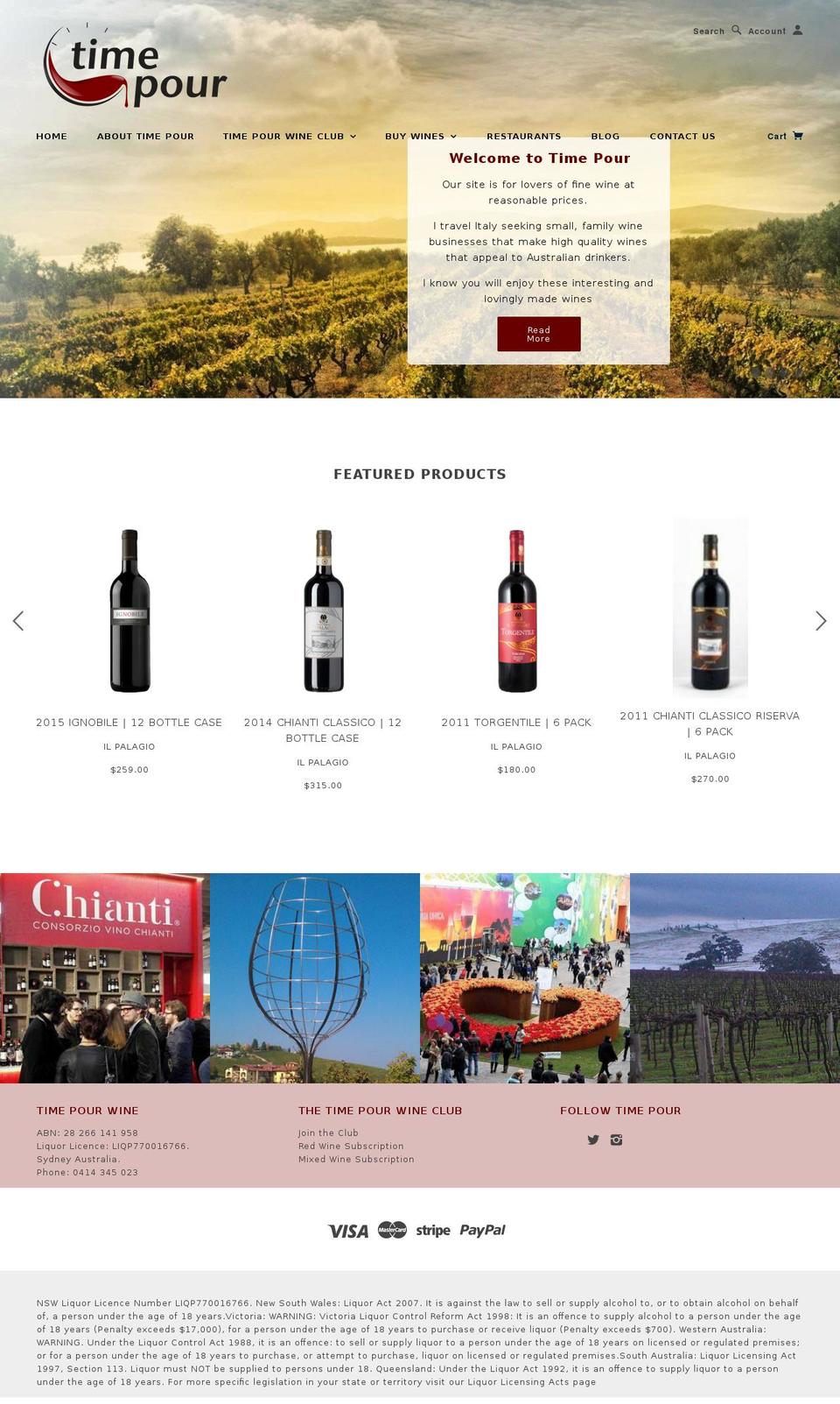 timepour.net shopify website screenshot