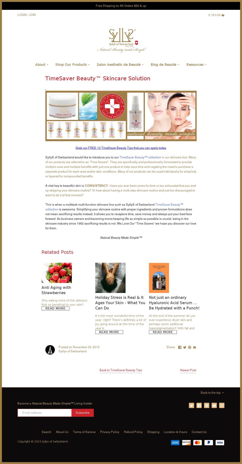 timesaverskincare.com — Shopify storefront screenshot