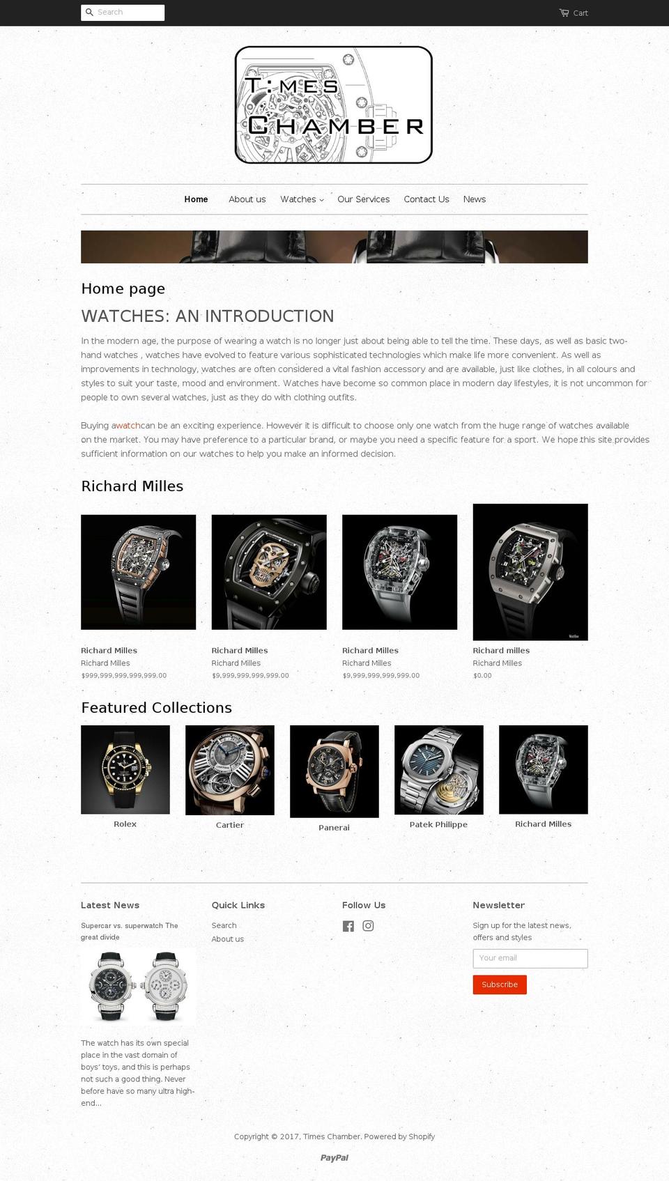 timeschamber.com shopify website screenshot