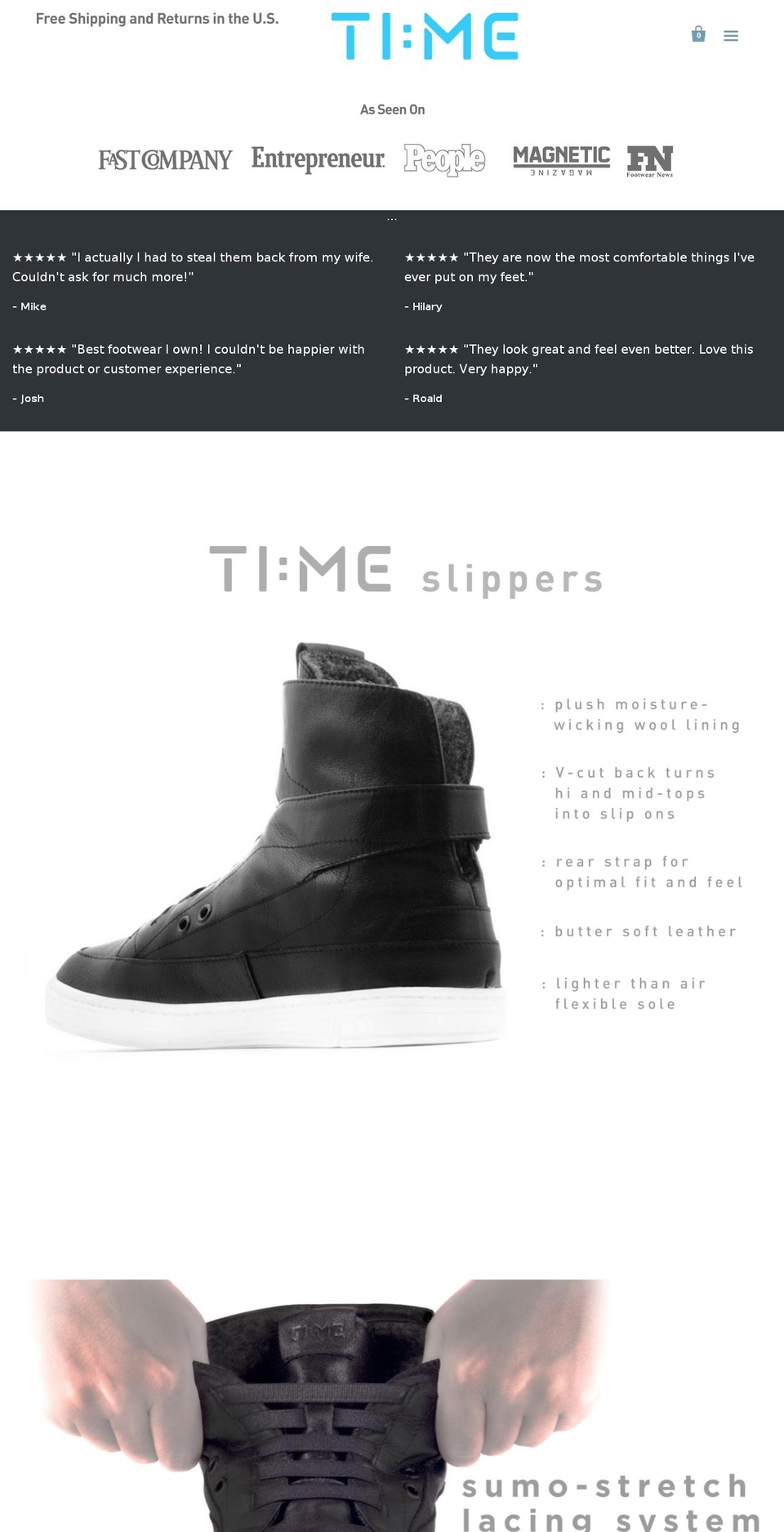 Impulse Shopify theme site example timeslippers.com