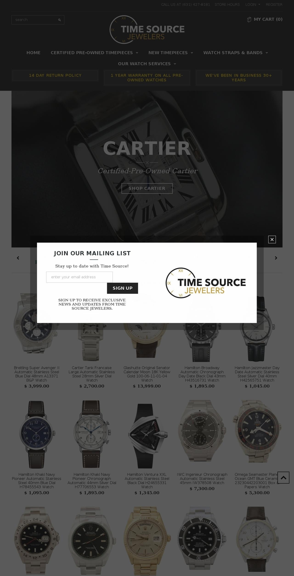 timesourcejewelers.com shopify website screenshot