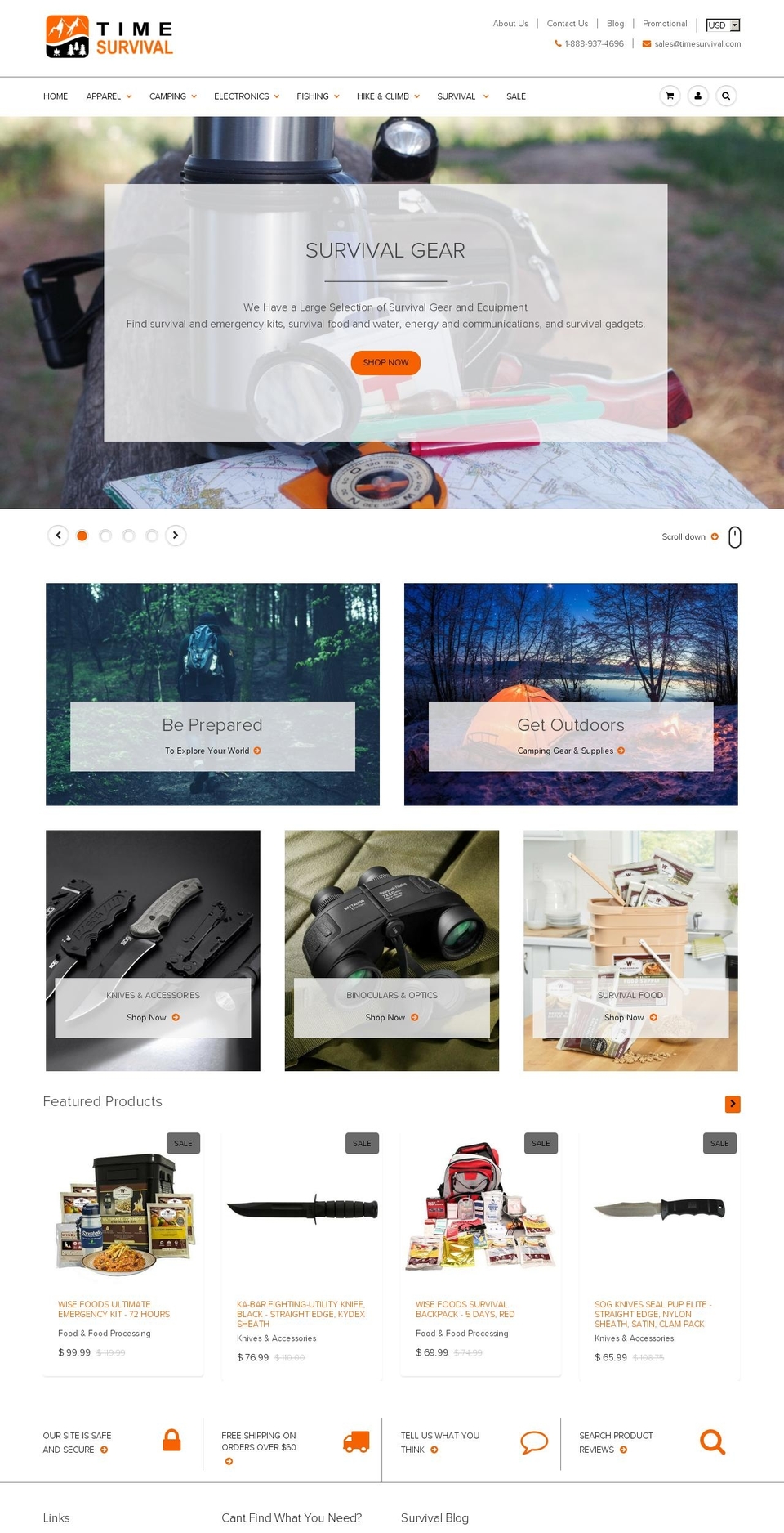 timesurvival.com shopify website screenshot