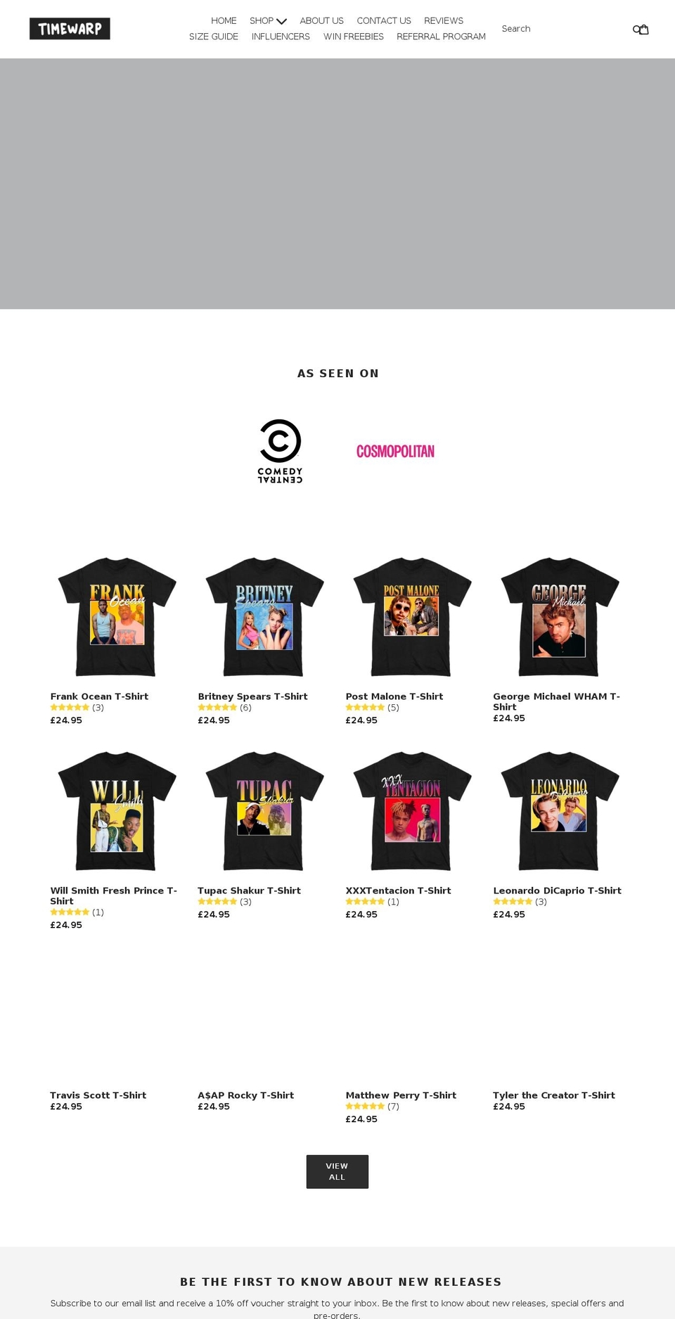 timewarptees.com shopify website screenshot