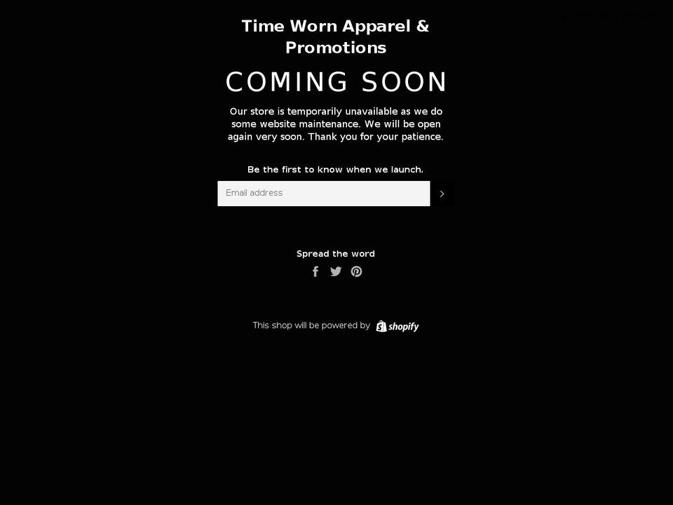 timewornapparel.com — Shopify storefront screenshot