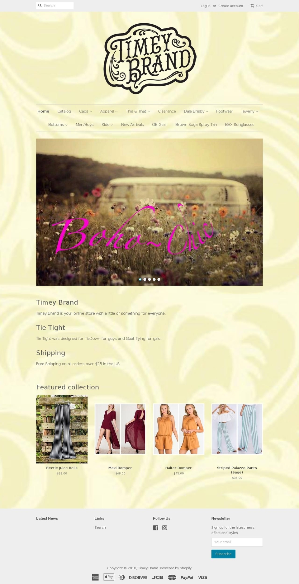 timeybrand.com — Shopify storefront screenshot