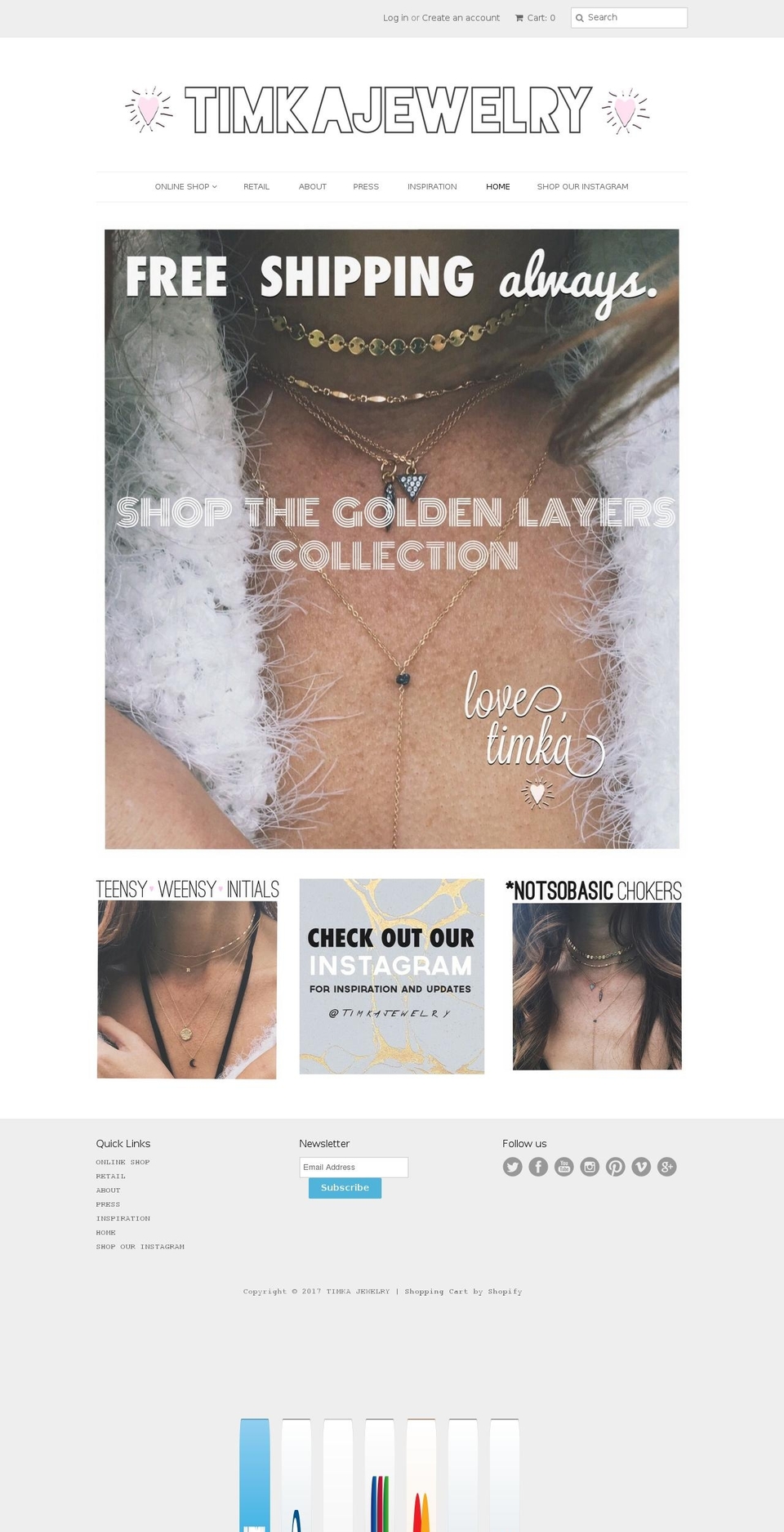 timkajewelry.com shopify website screenshot