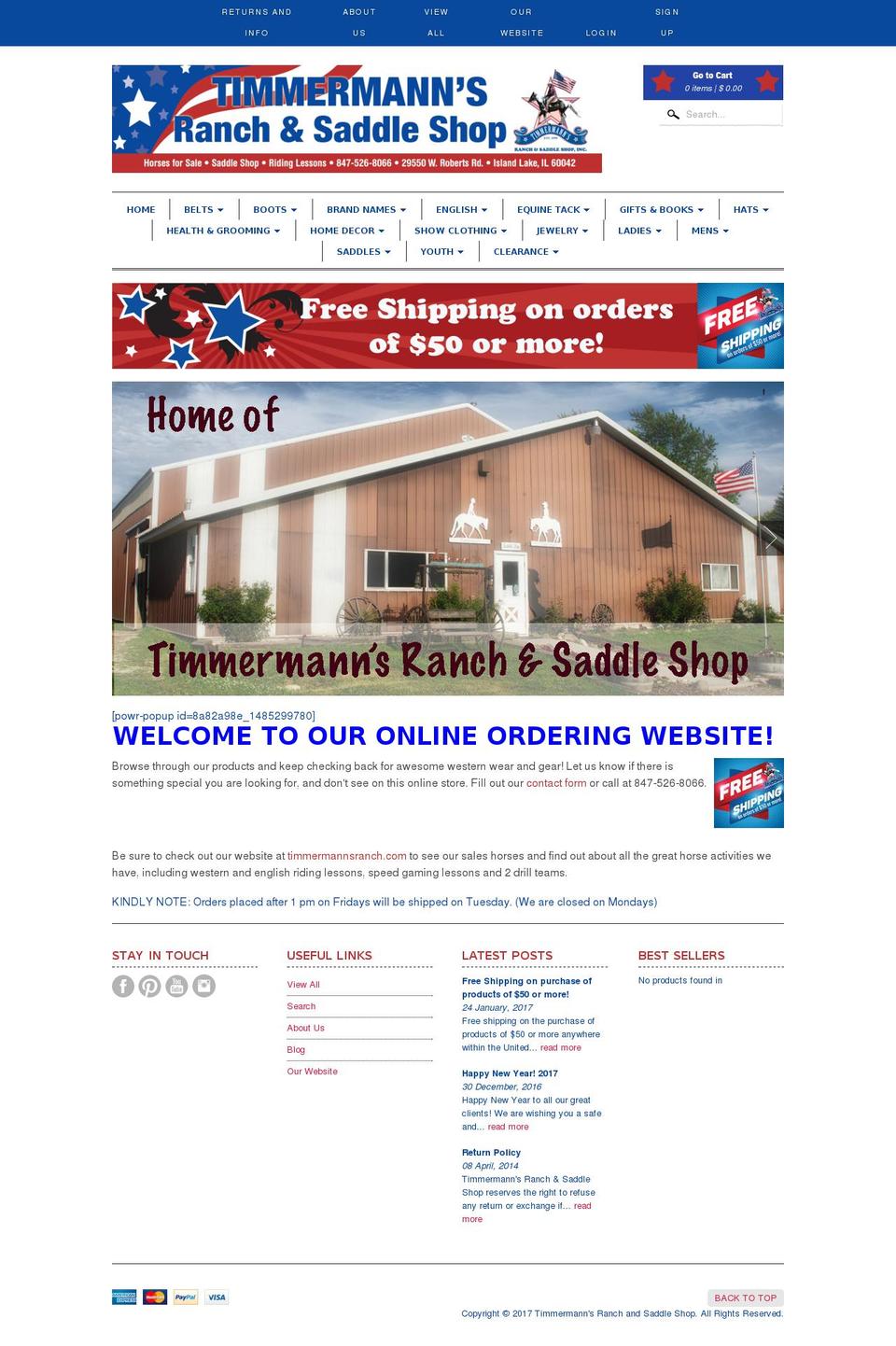 timmermannsranchshop.com shopify website screenshot