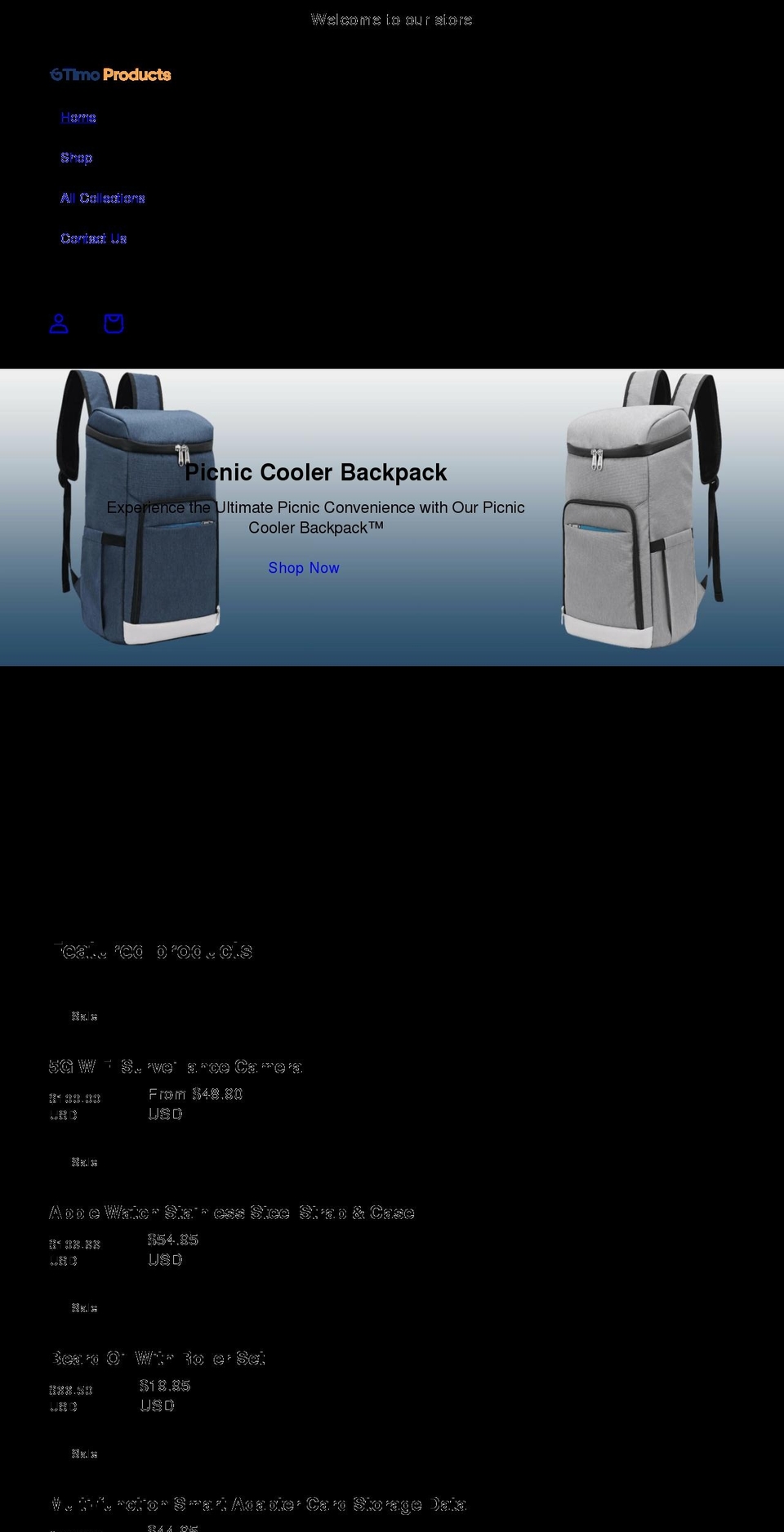 timoproducts.com shopify website screenshot