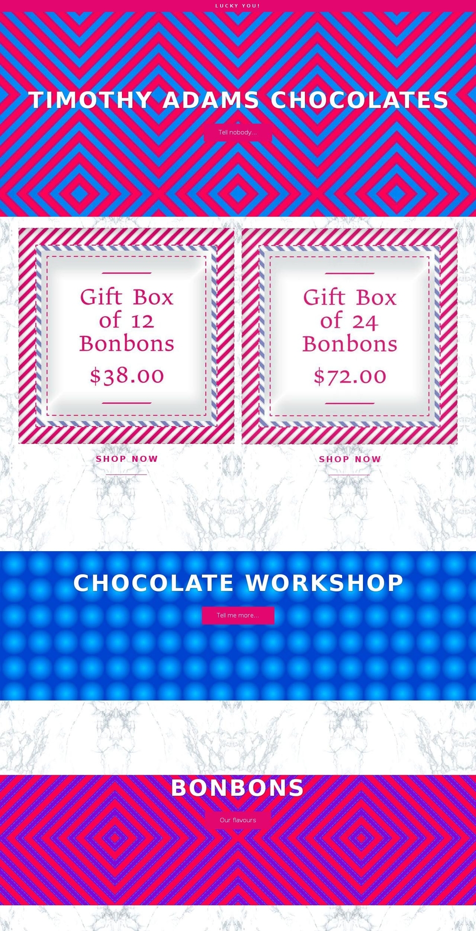 timothyadamschocolates.com shopify website screenshot