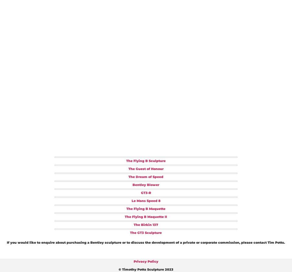 timothypottssculptureinspiredbybentley.com — Shopify storefront screenshot