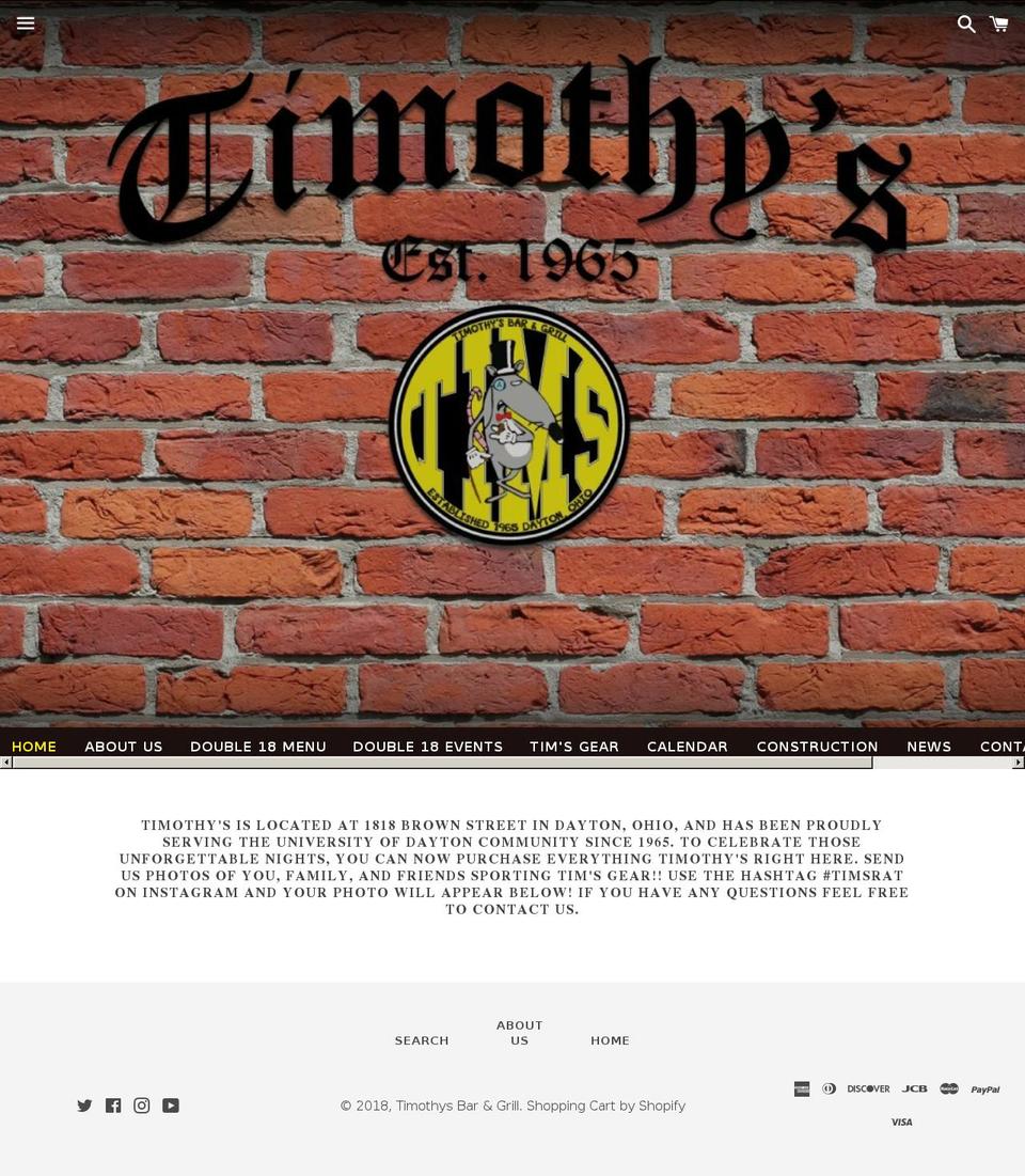 timothysbar.com shopify website screenshot