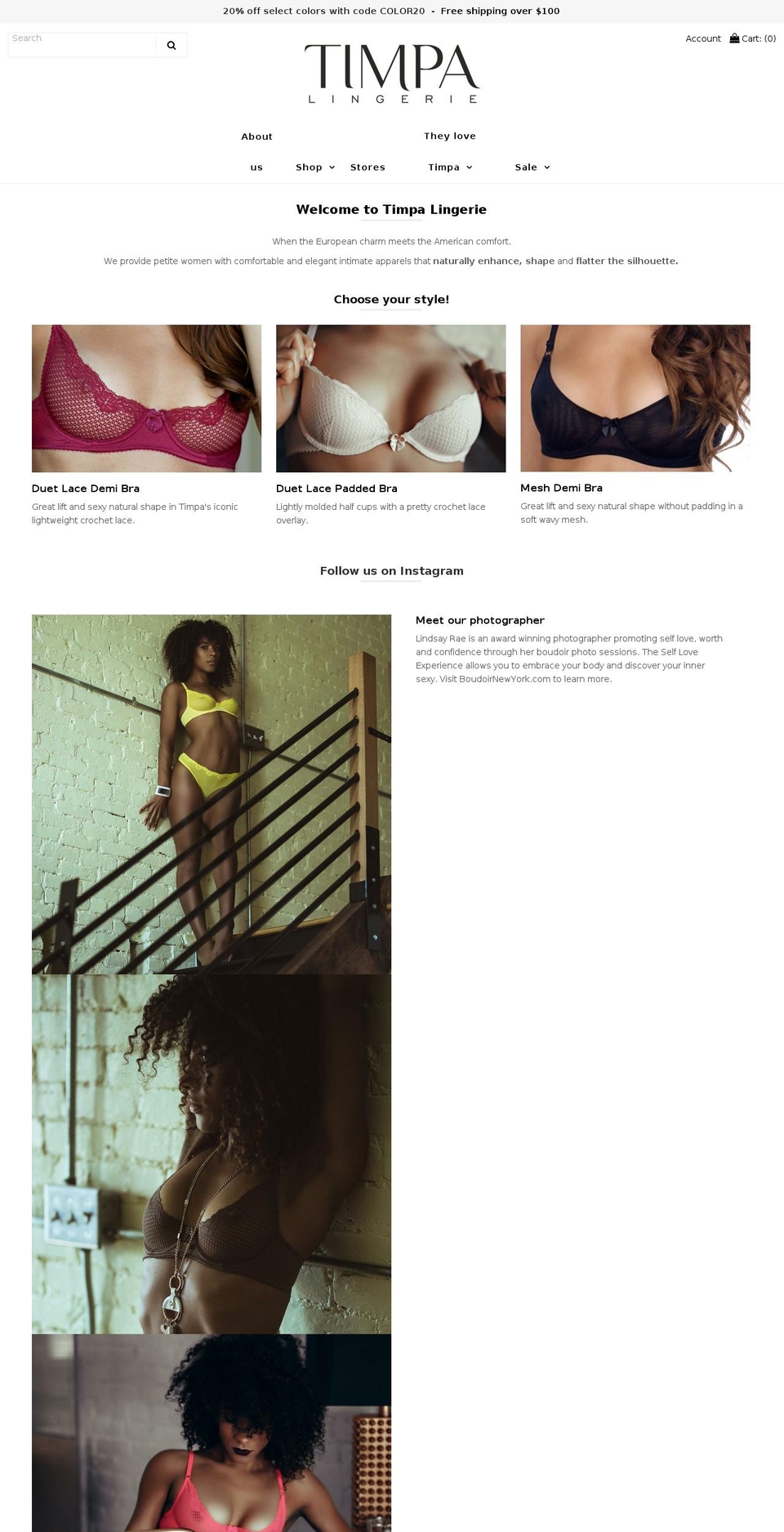 timpalingerie.com shopify website screenshot