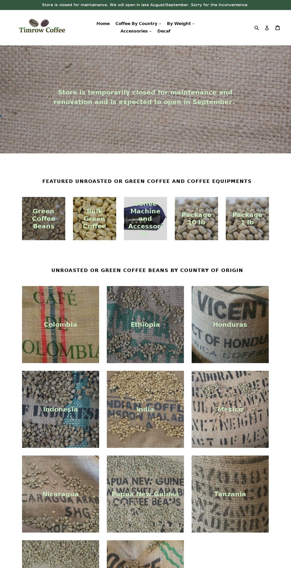 timrowcoffee.com shopify website screenshot