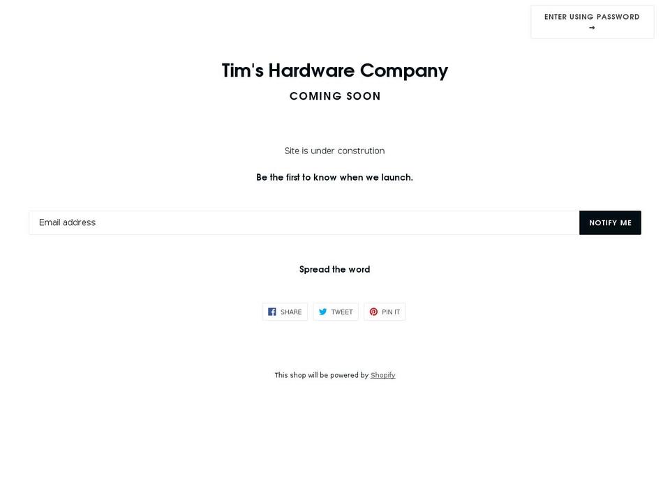 timshardwarecompany.com — Shopify storefront screenshot
