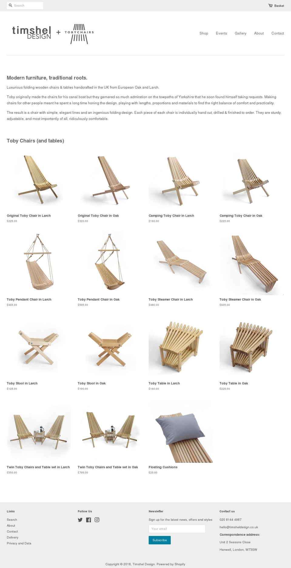 timsheldesign.com — Shopify storefront screenshot