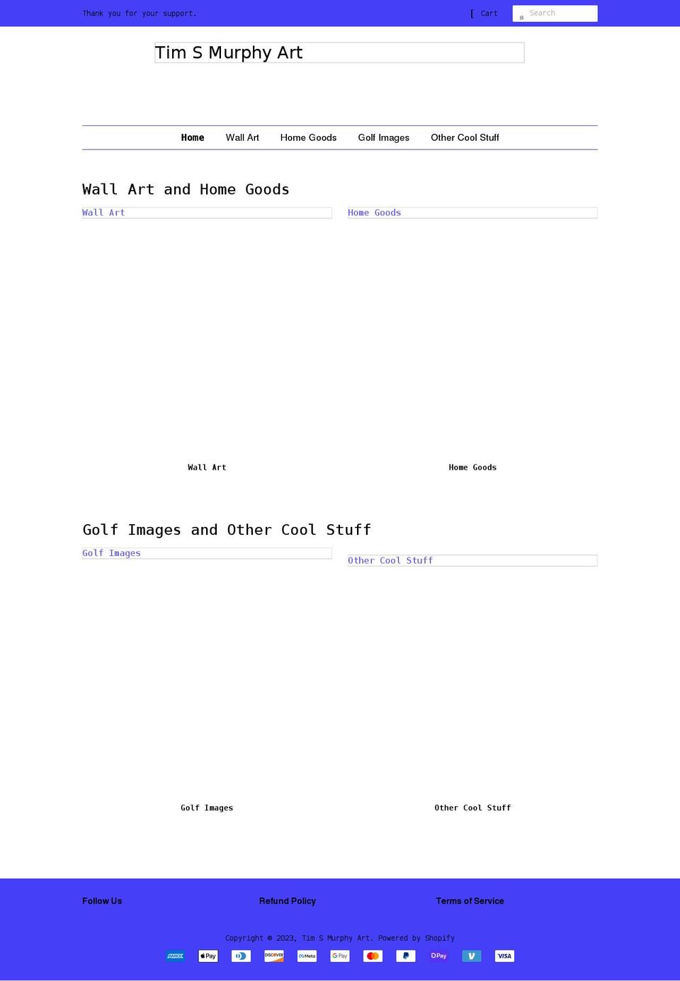 timsmurphyart.com shopify website screenshot