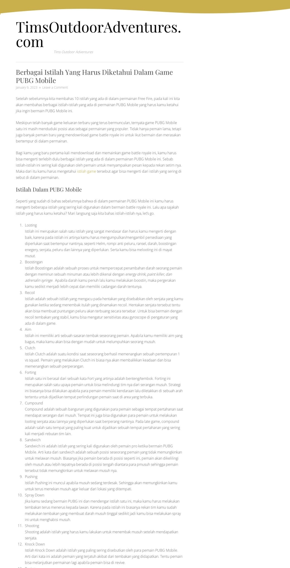 timsoutdooradventures.com — Shopify storefront screenshot