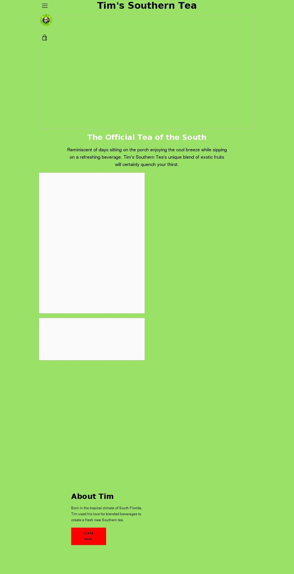 timssoutherntea.com shopify website screenshot