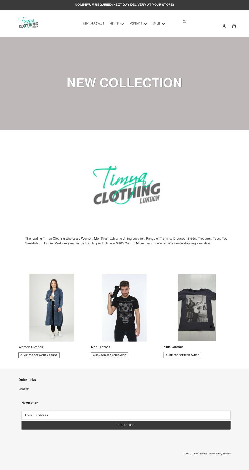 timyaclothing.com shopify website screenshot