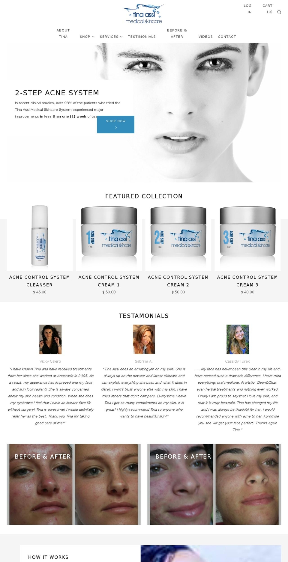 tinaassimedicalskincare.com shopify website screenshot