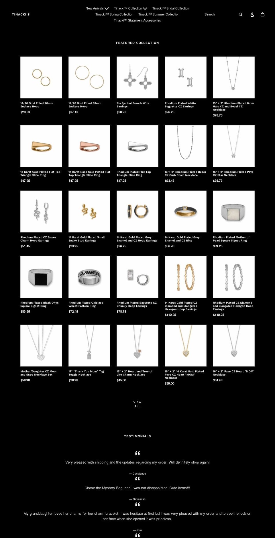 tinackis.com shopify website screenshot