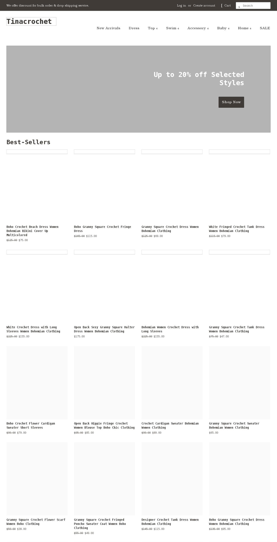 tinacrochetstudio.com shopify website screenshot