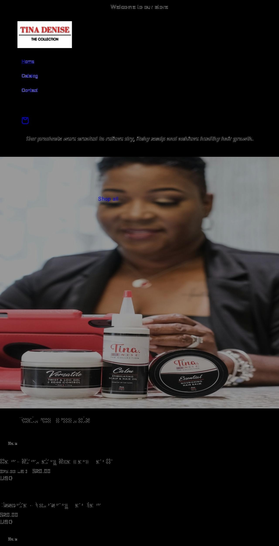 tinadenise.com shopify website screenshot