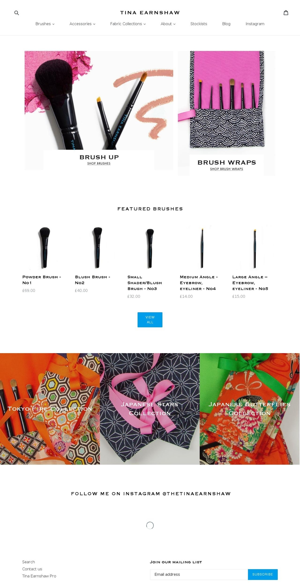 tinaearnshaw.com — Shopify storefront screenshot
