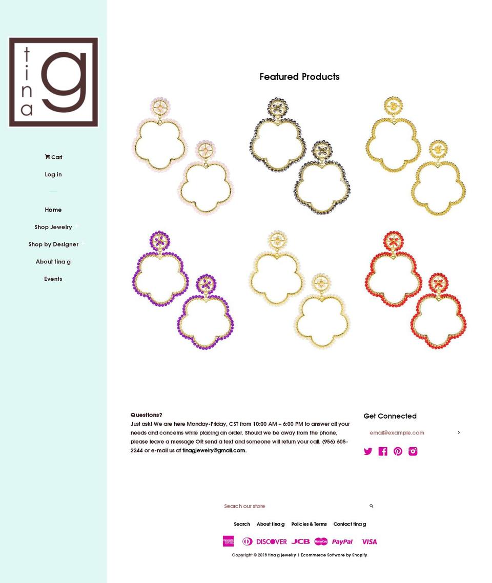tinagjewelry.com — Shopify storefront screenshot