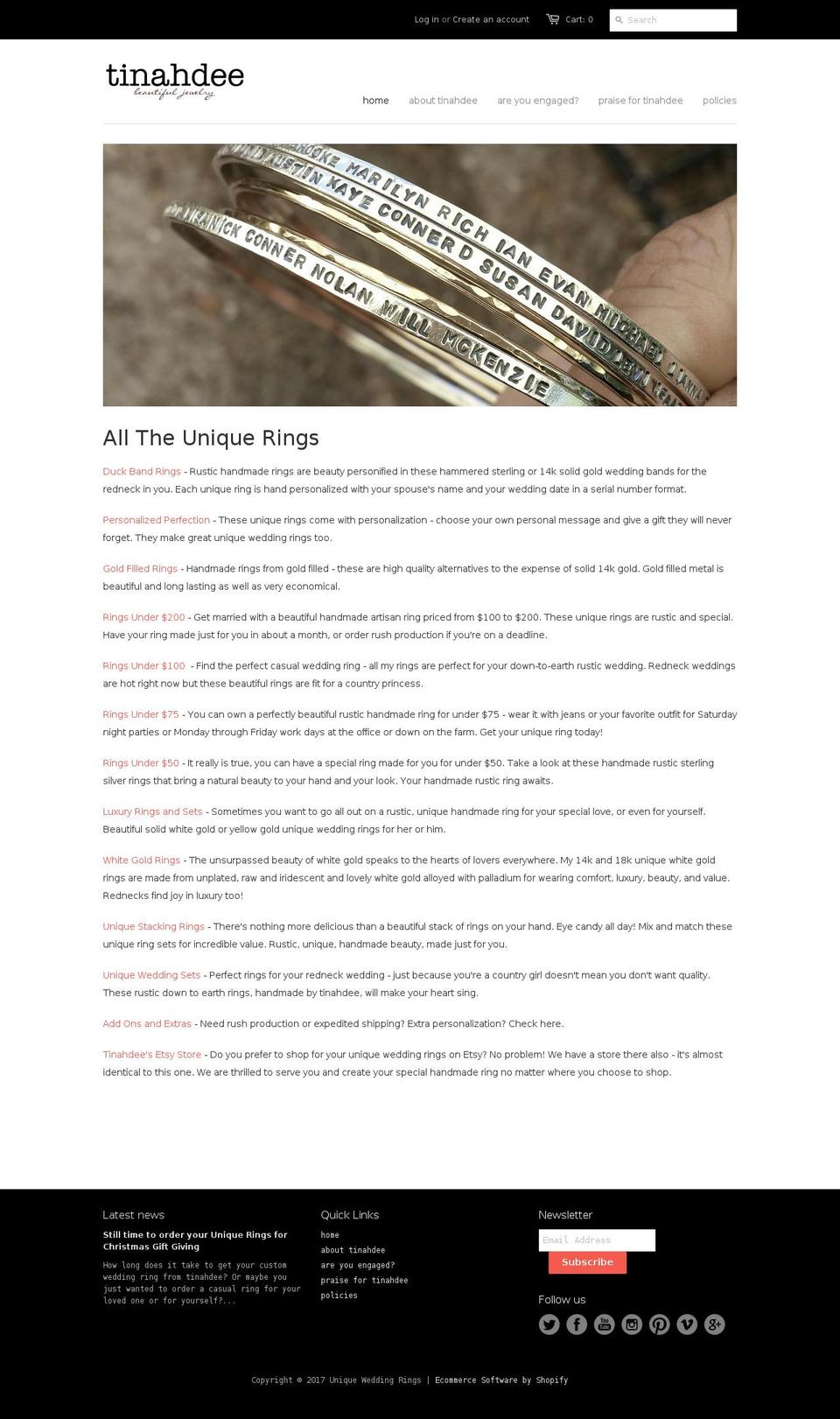 tinahdeebeautifuljewelry.com shopify website screenshot