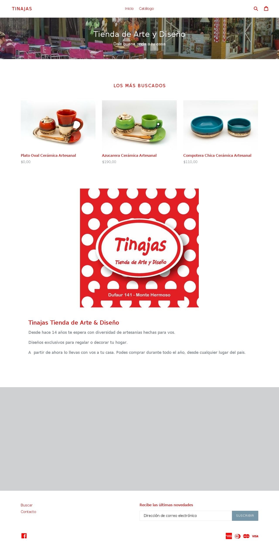 tinajas.com.ar shopify website screenshot