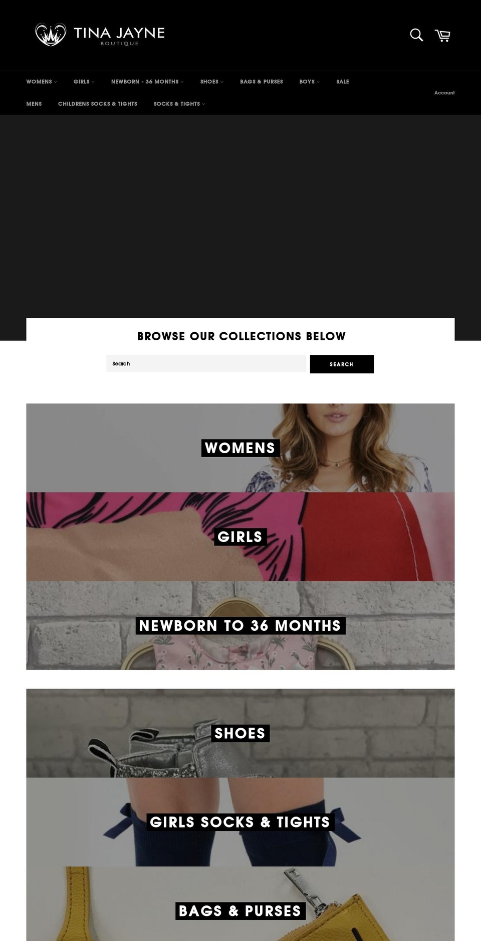 tinajayneboutique.com — Shopify storefront screenshot