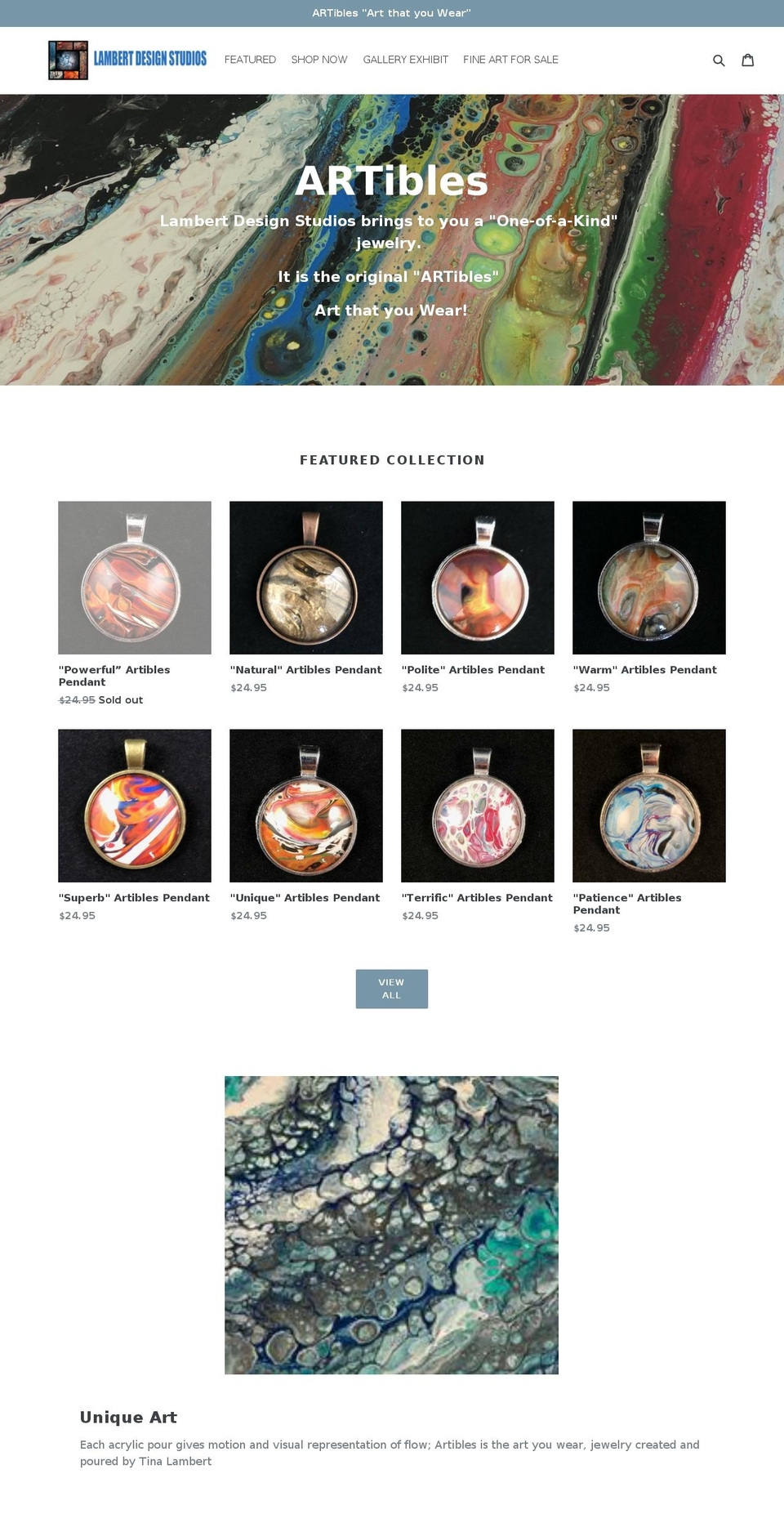 tinalambert.com — Shopify storefront screenshot