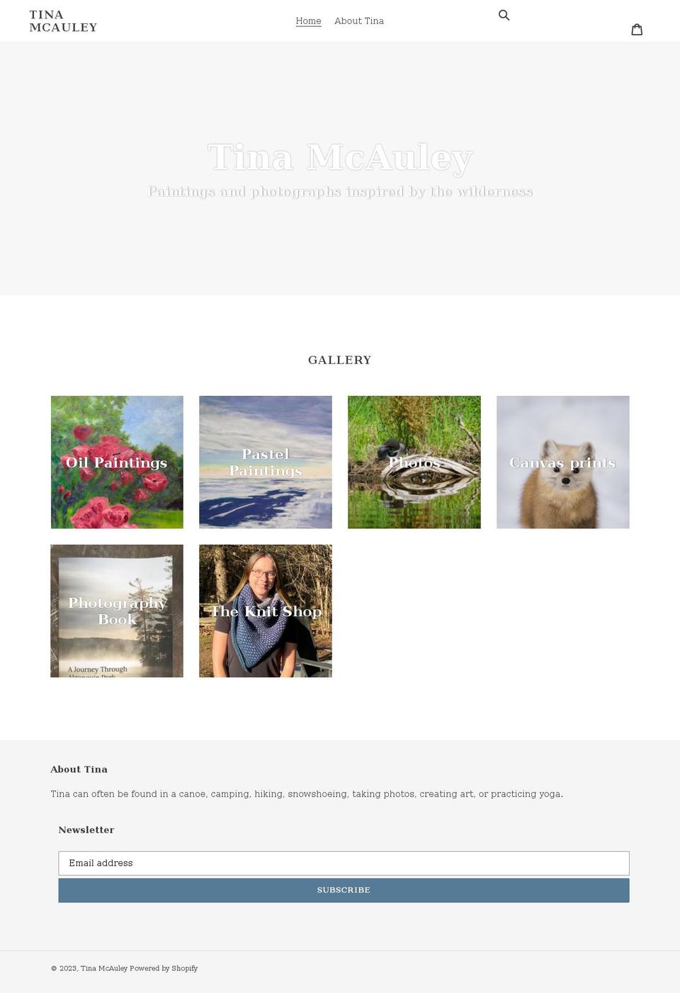 tinamcauley.com shopify website screenshot