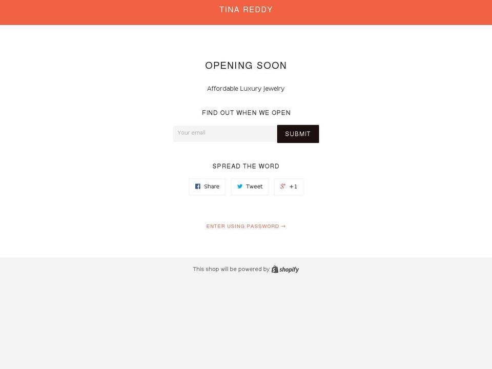 tinareddy.com shopify website screenshot