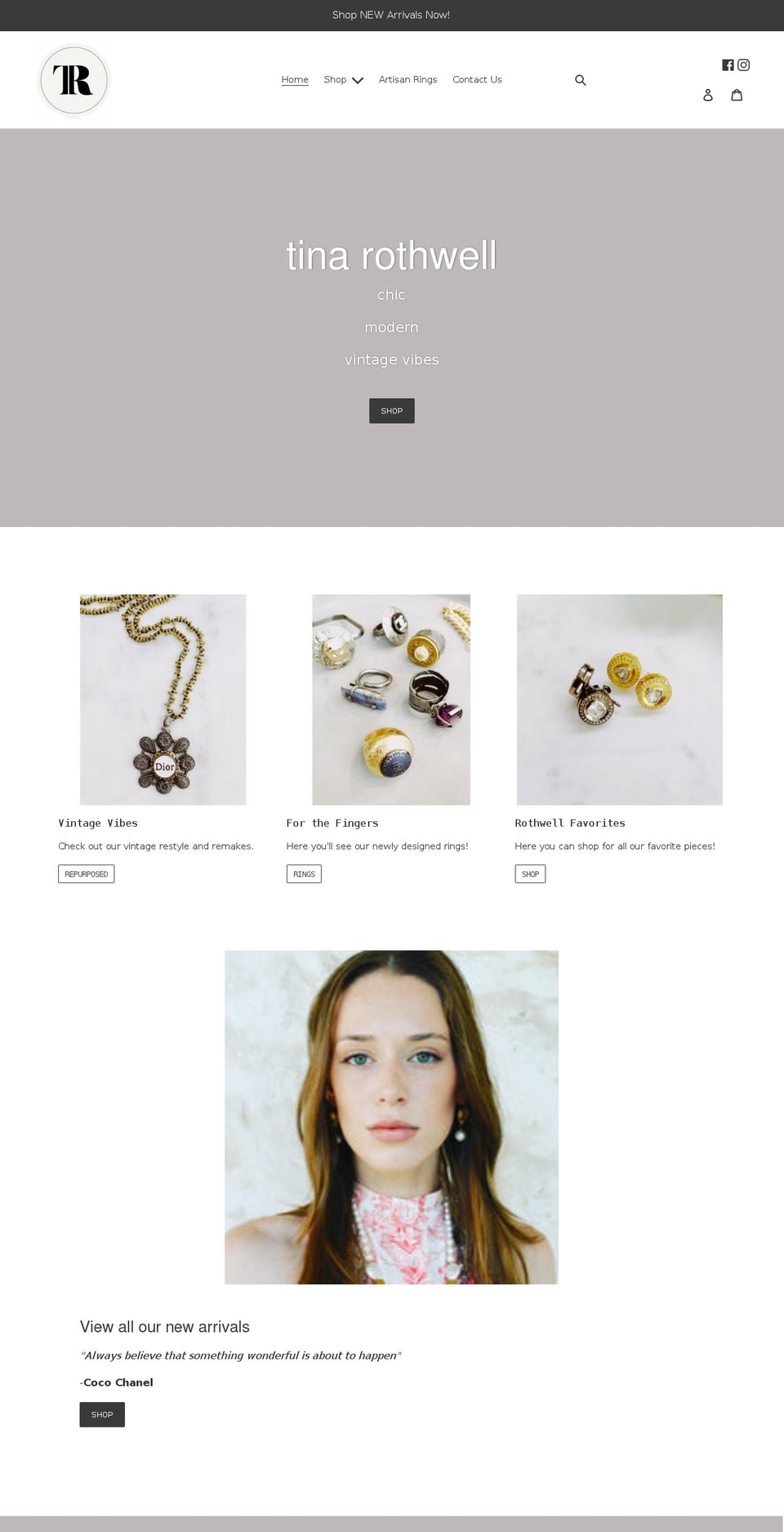tinarothwell.com shopify website screenshot