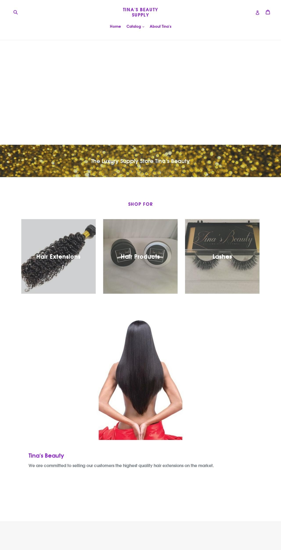 tinasbeautysupply.com shopify website screenshot