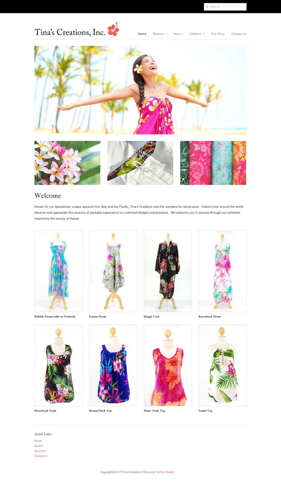 tinascreations.com shopify website screenshot