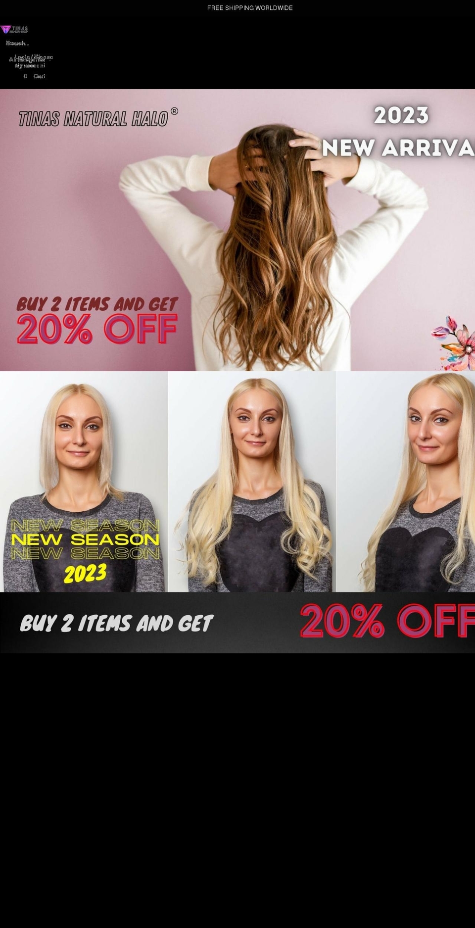 tinasfashionshop.com shopify website screenshot