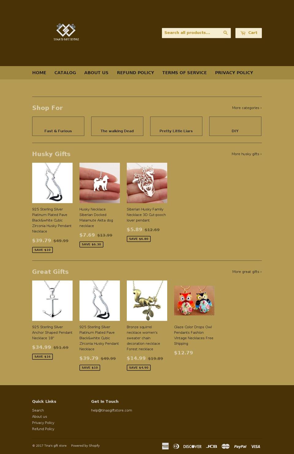 Avatar Shopify theme site example tinasgiftstore.com