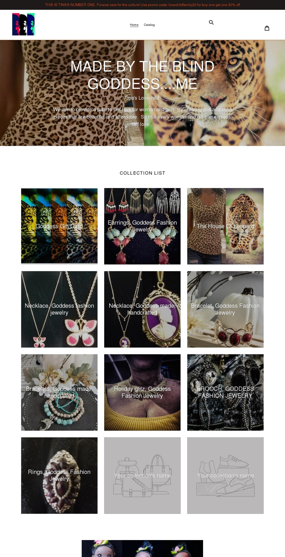 tinaslovechild.com shopify website screenshot