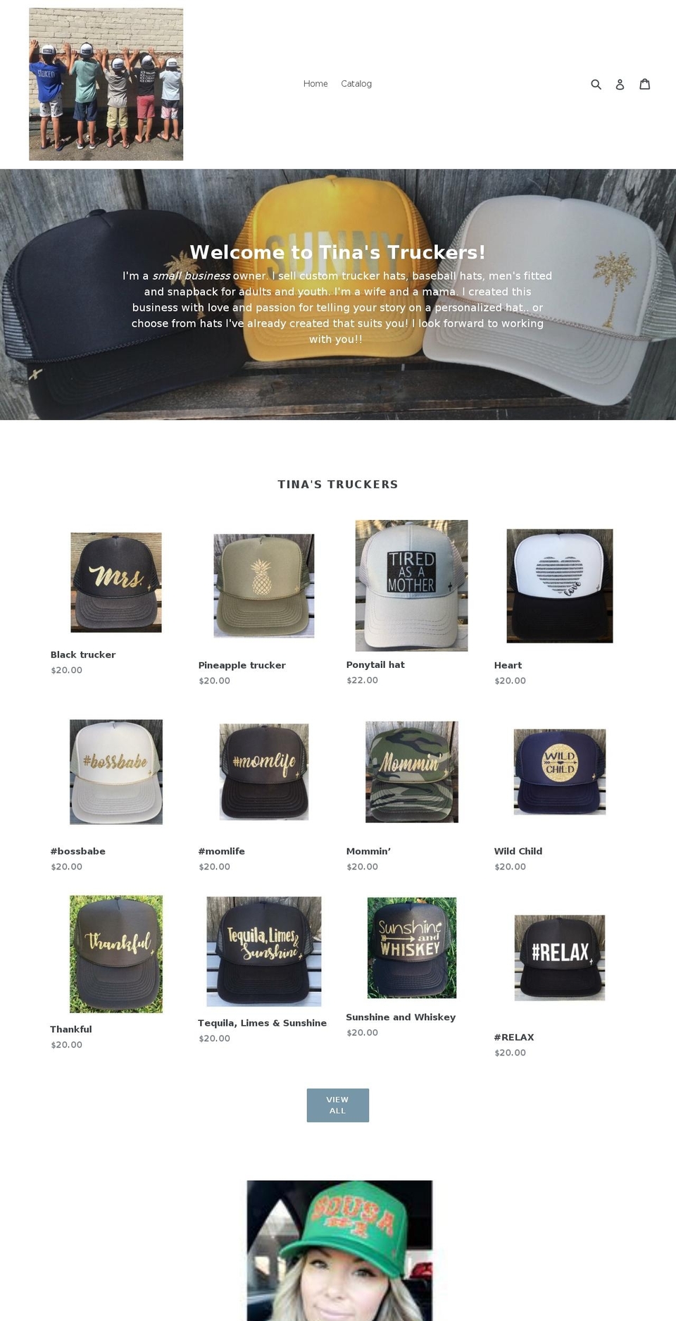 tinastruckers.com shopify website screenshot