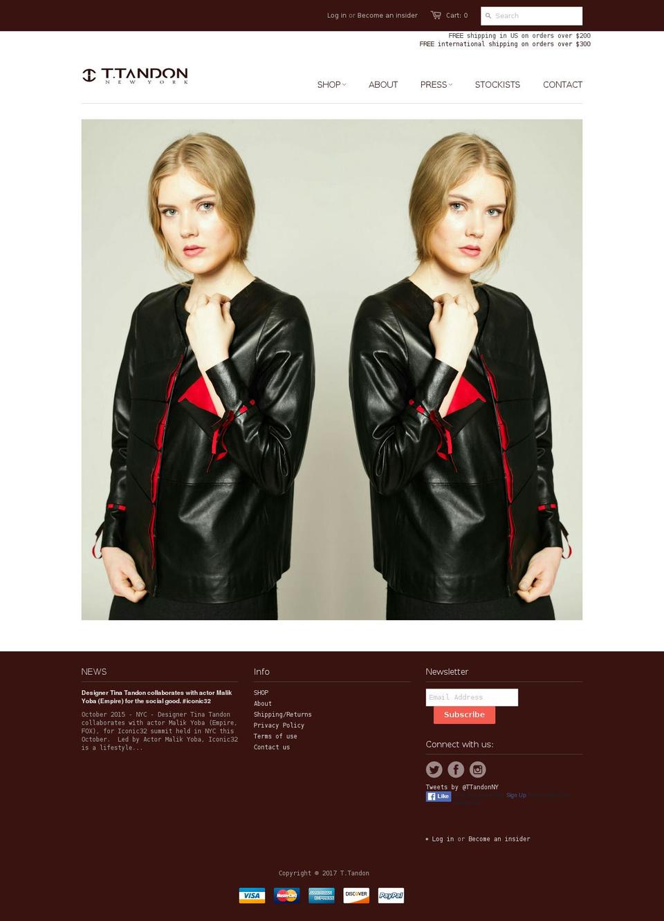 tinatandon.com shopify website screenshot